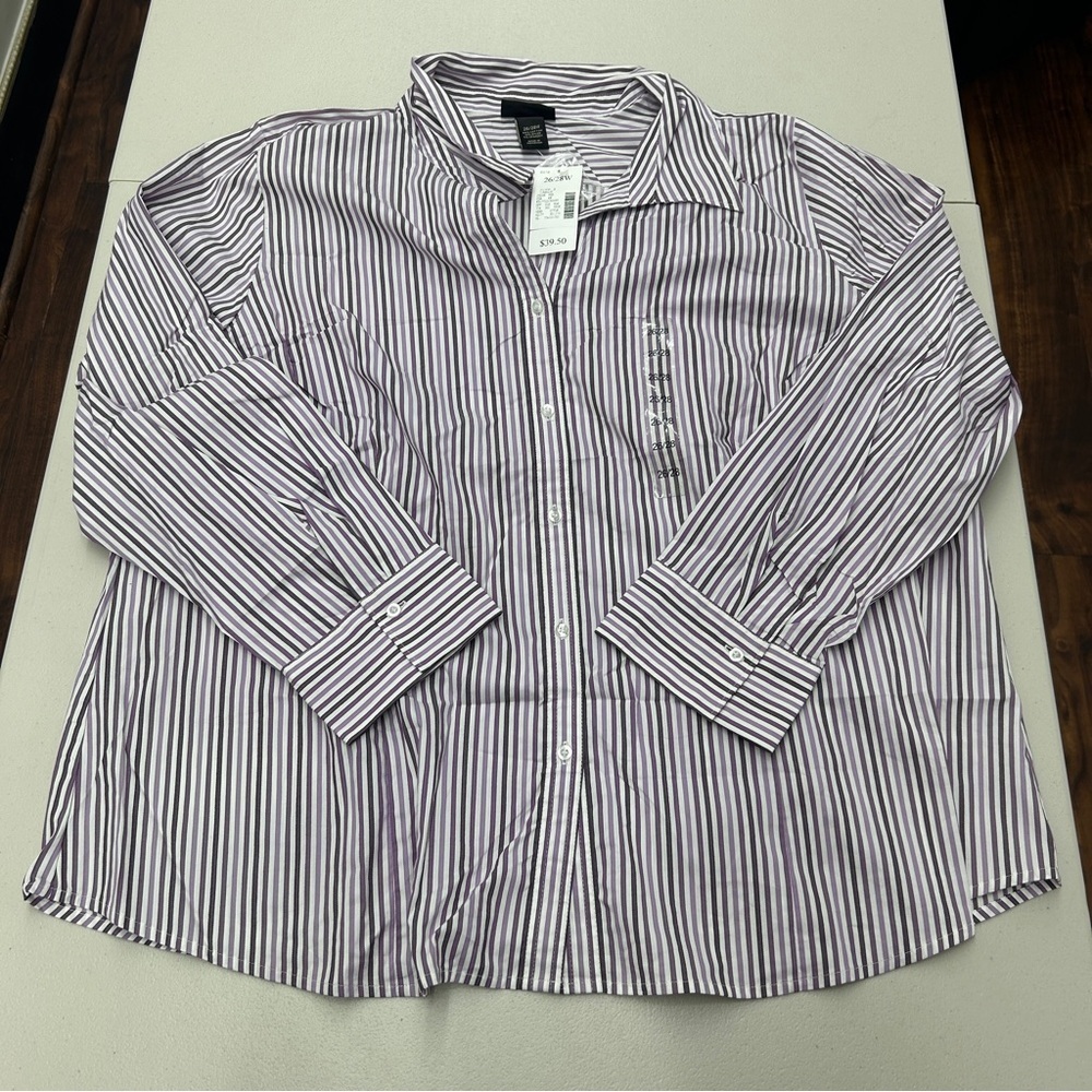 Casual Purple and White Button Down Shirt